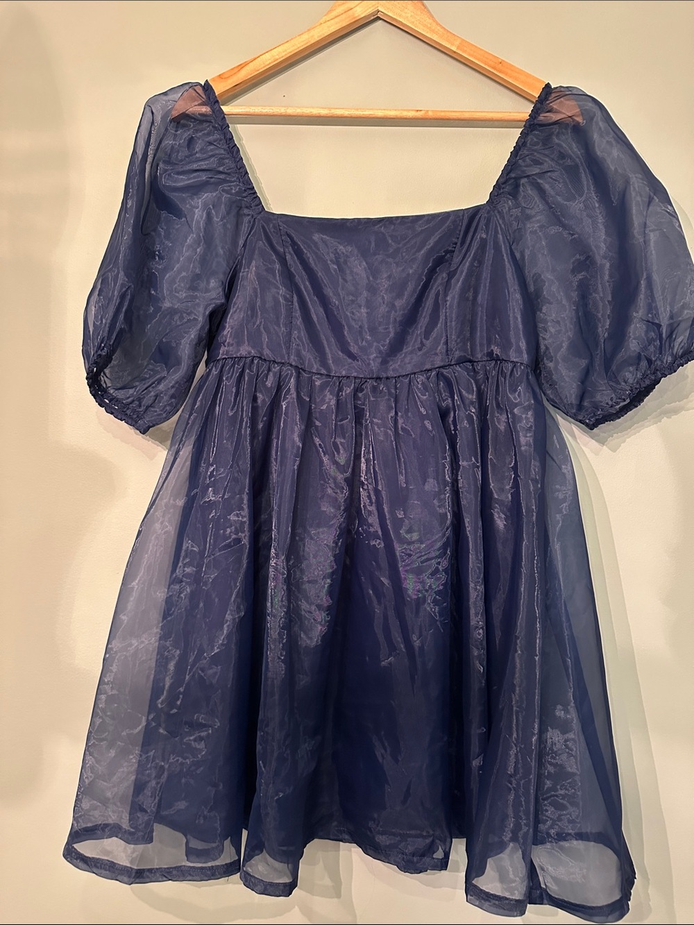 TCEC Navy Blue Puff Sleeve Mini Dress